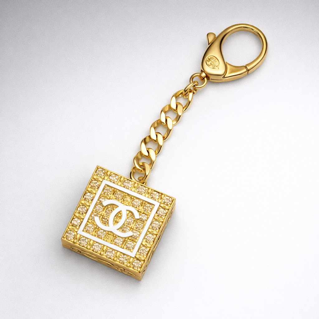 Ch crystal keychain white