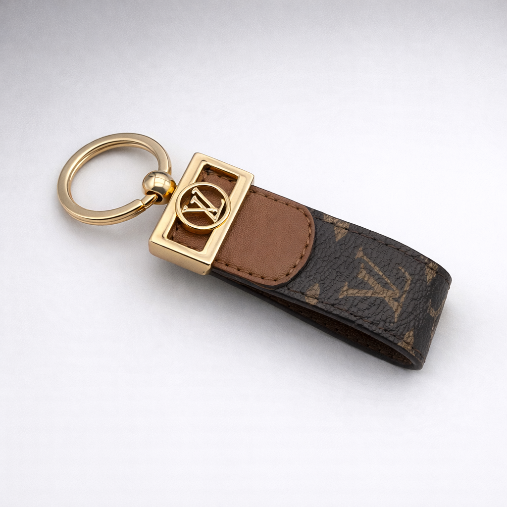 L keychain with Canvas Strap and Gold-Tone Details
