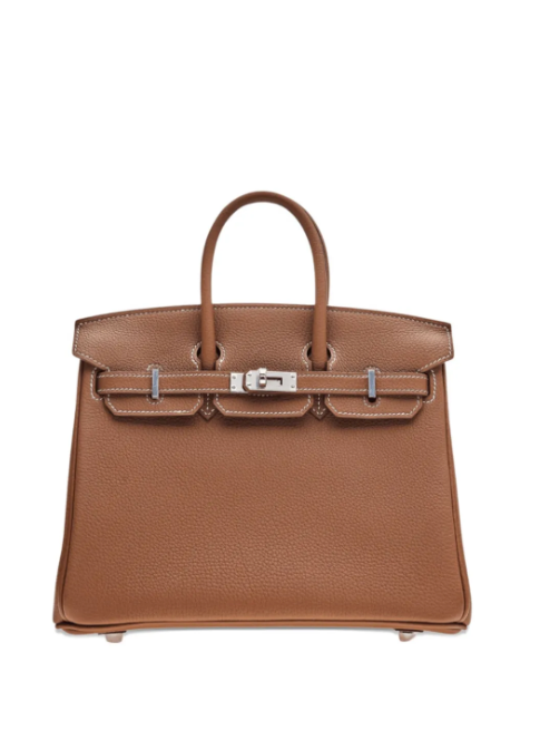 Birkin 25 Togo Leather Tote Bag with Palladium Detailing