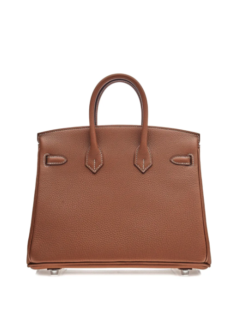 Birkin 25 Togo Leather Tote Bag with Palladium Detailing