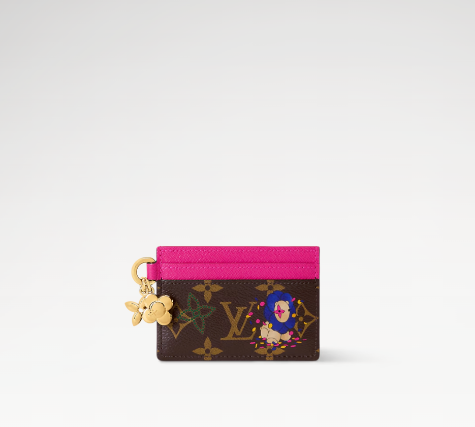 L Charms Card Holder Monogram Frozen Orchid